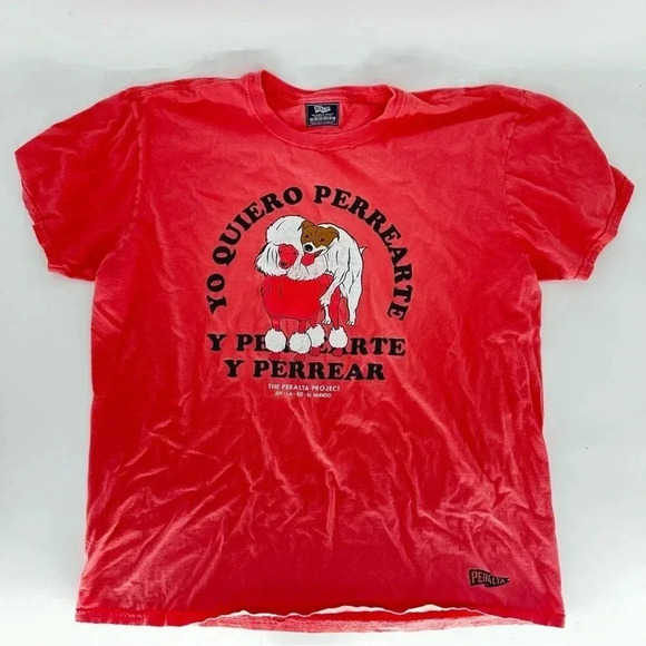 Peralta Project Dog Lovers Gorgeous coral cotton tee shirt - Picture 5 of 10